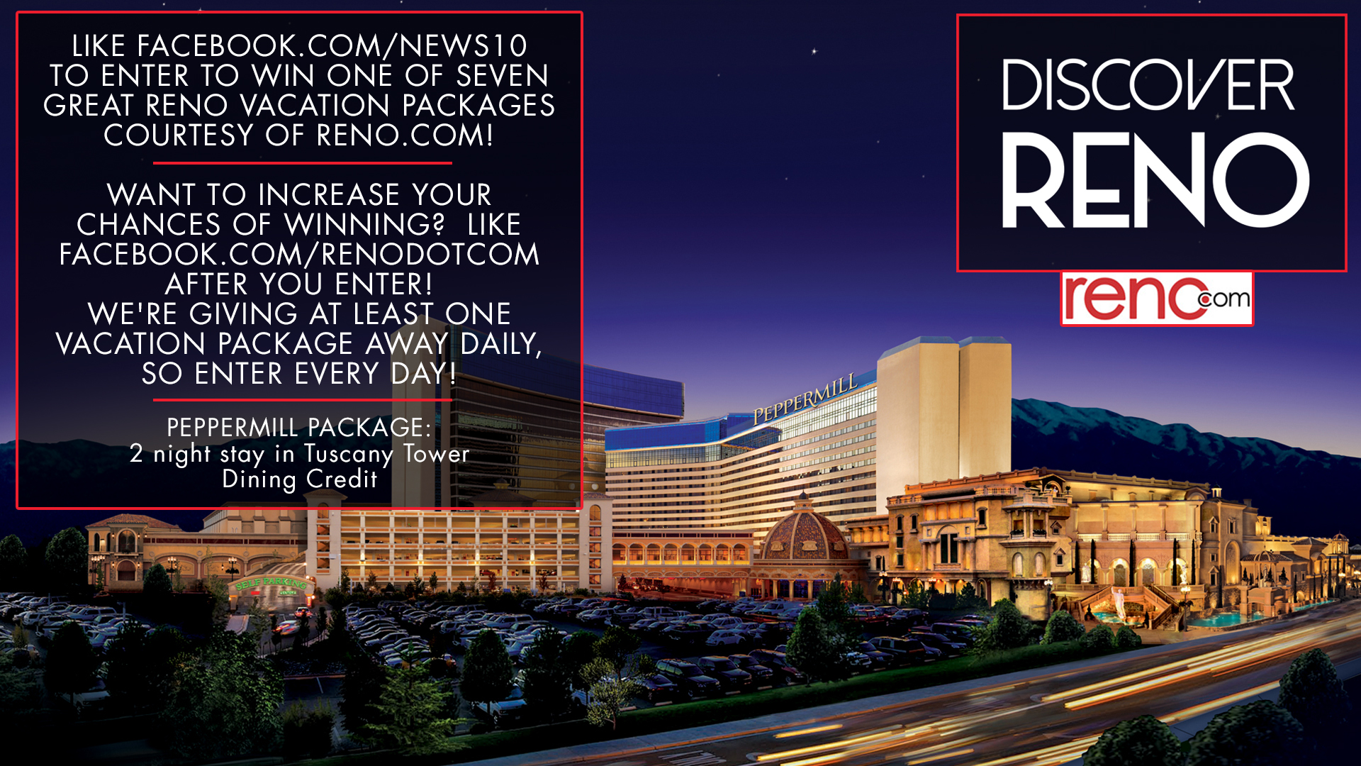 News10 Peppermill Resort Spa Casino and Whitney Peak Hotel sweepstakes